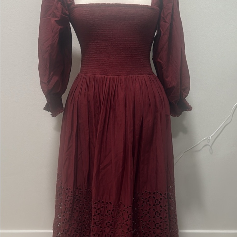 Free People Maroon Long Sleeve Dress